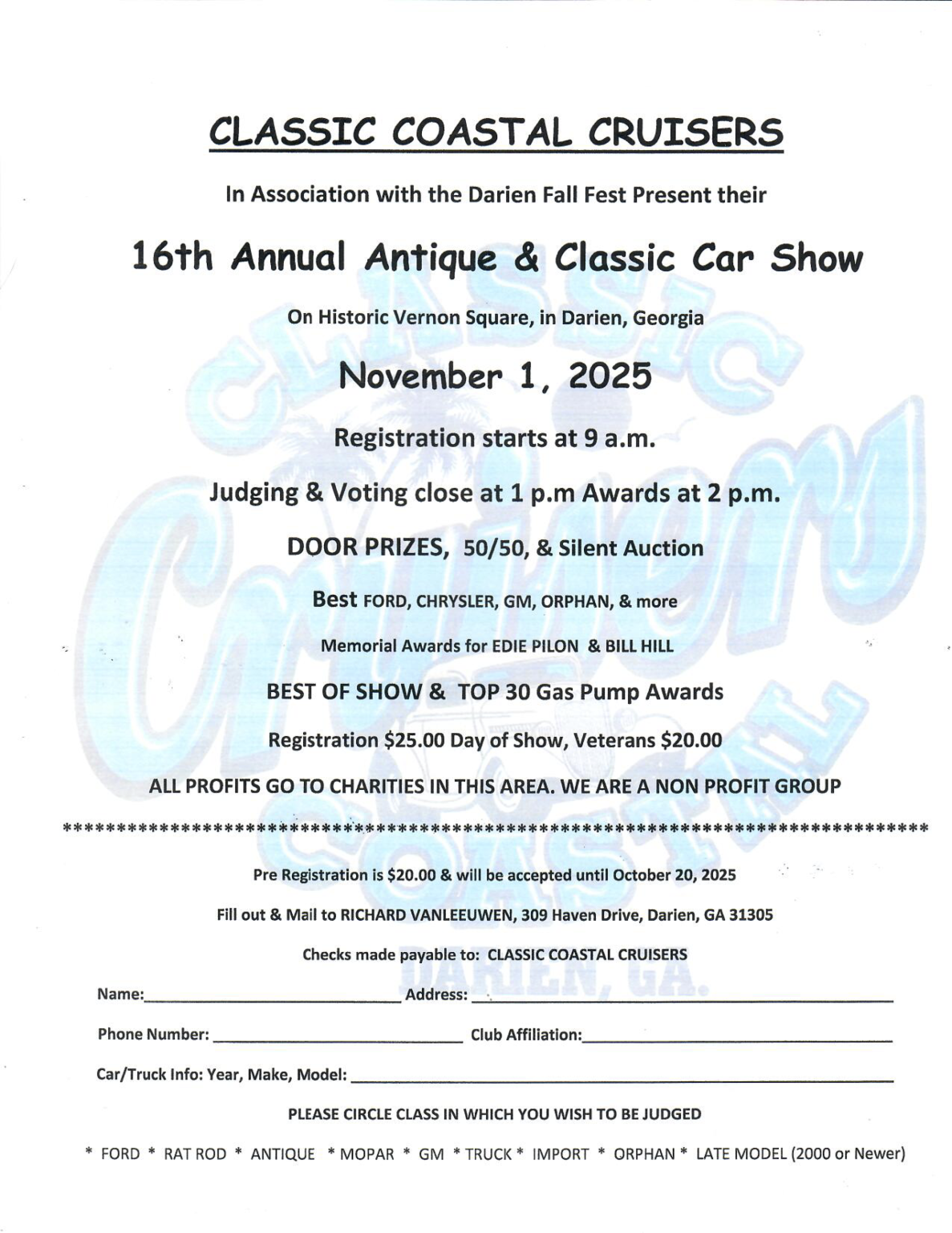 Car Show Flyer with registration 2025